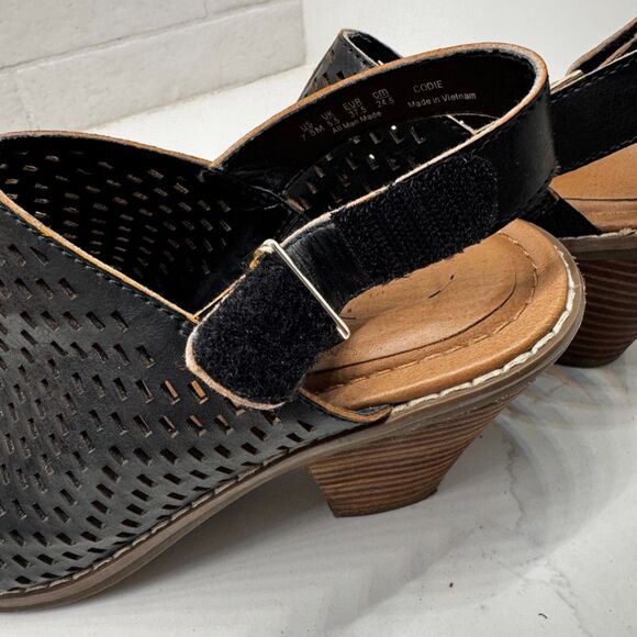 Dr Scholls Codie Womens 7.5 Drk Brown Peep Toe Comfort Sandal Mule Faux Leather - Picture 4 of 14